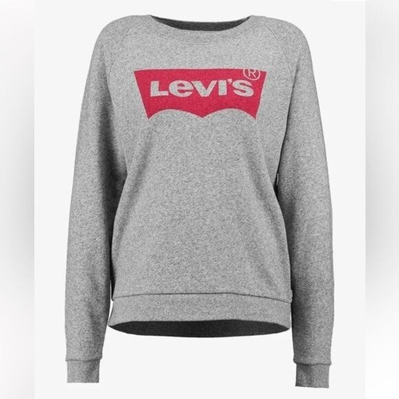Levis Unisex Gray Crewneck Sweatshirt With Red Logo XL - Picture 2 of 7
